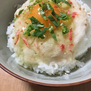 自然薯で☆豆苗&干しエビのとろろごはん(*^^*)